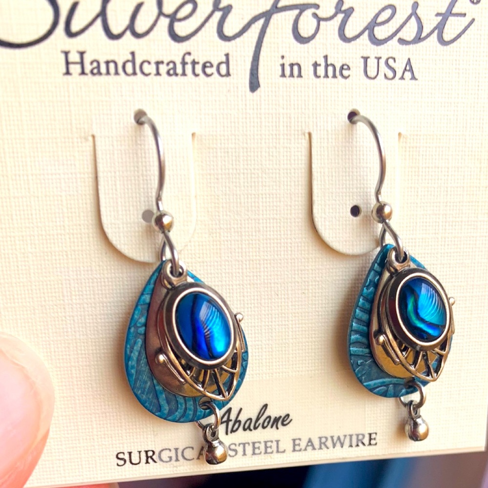 Blue abalone hand crafted earrings